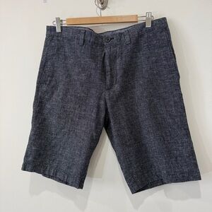 Banana Republic Dark Gray Flat Front Linen Shorts Size 32 Inseam 10